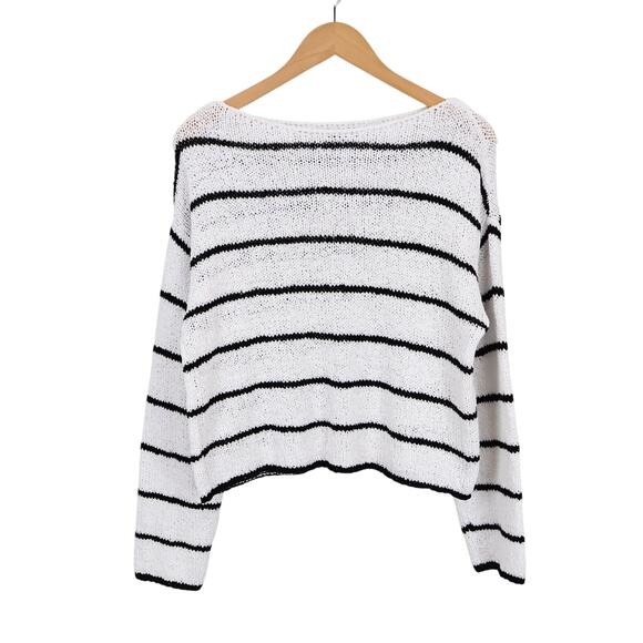 Madewell Boatneck Pullover Sweater Black Mini Stripe Size Small NWT - Picture 2 of 8
